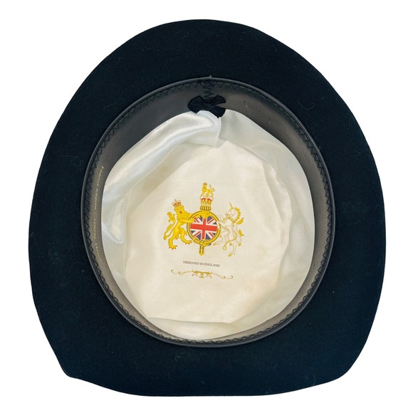 Vintage Equestrian Hunt Top Hat Wool Felt Riding Hat Rear Bow England Victorian - Picture 2 of 15